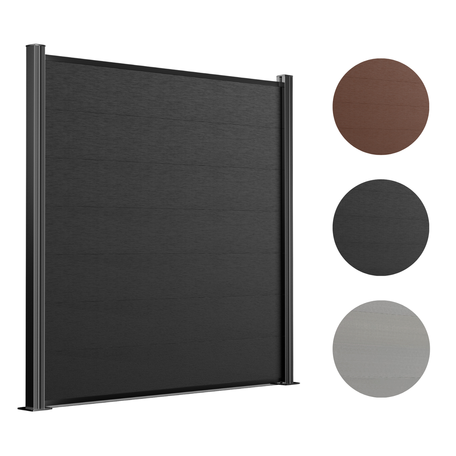 Avento Xl WPC Zaun mit Extra breiten Zaunbretter und Aluminium Pfosten Anthrazit, Grau oder in Braun erhältlich