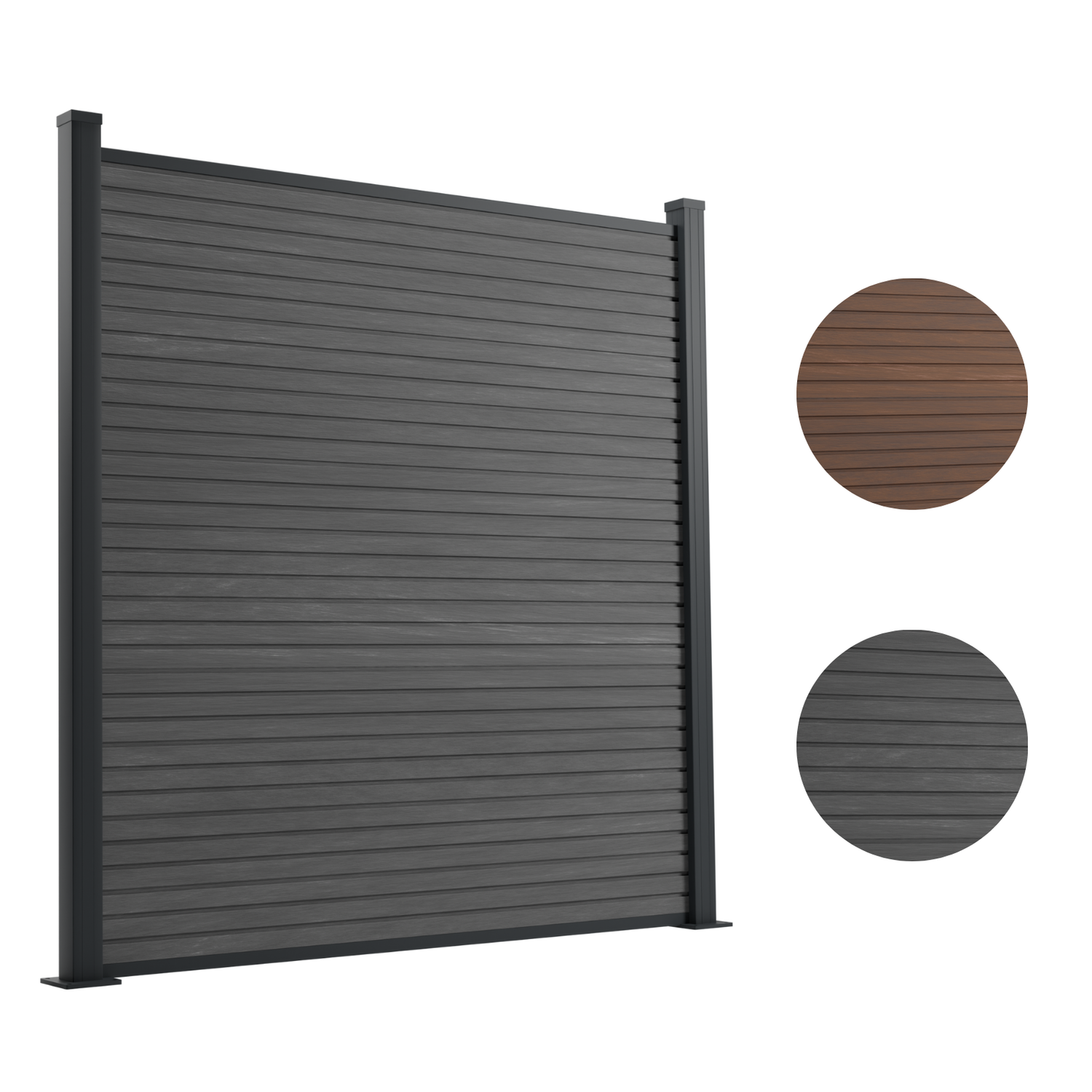 Avento Slim WPC Zaun mit Alu Zaunpfosten In Holzoptik Extra Fine Anthrazit oder Braun