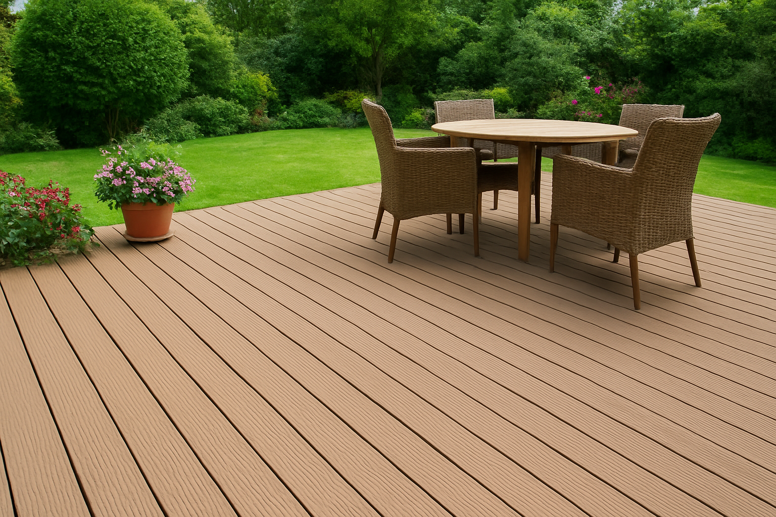 Terrasse aus WPC Massivdiele Modern Style Sand robust pflegeleicht aus Bielefeld