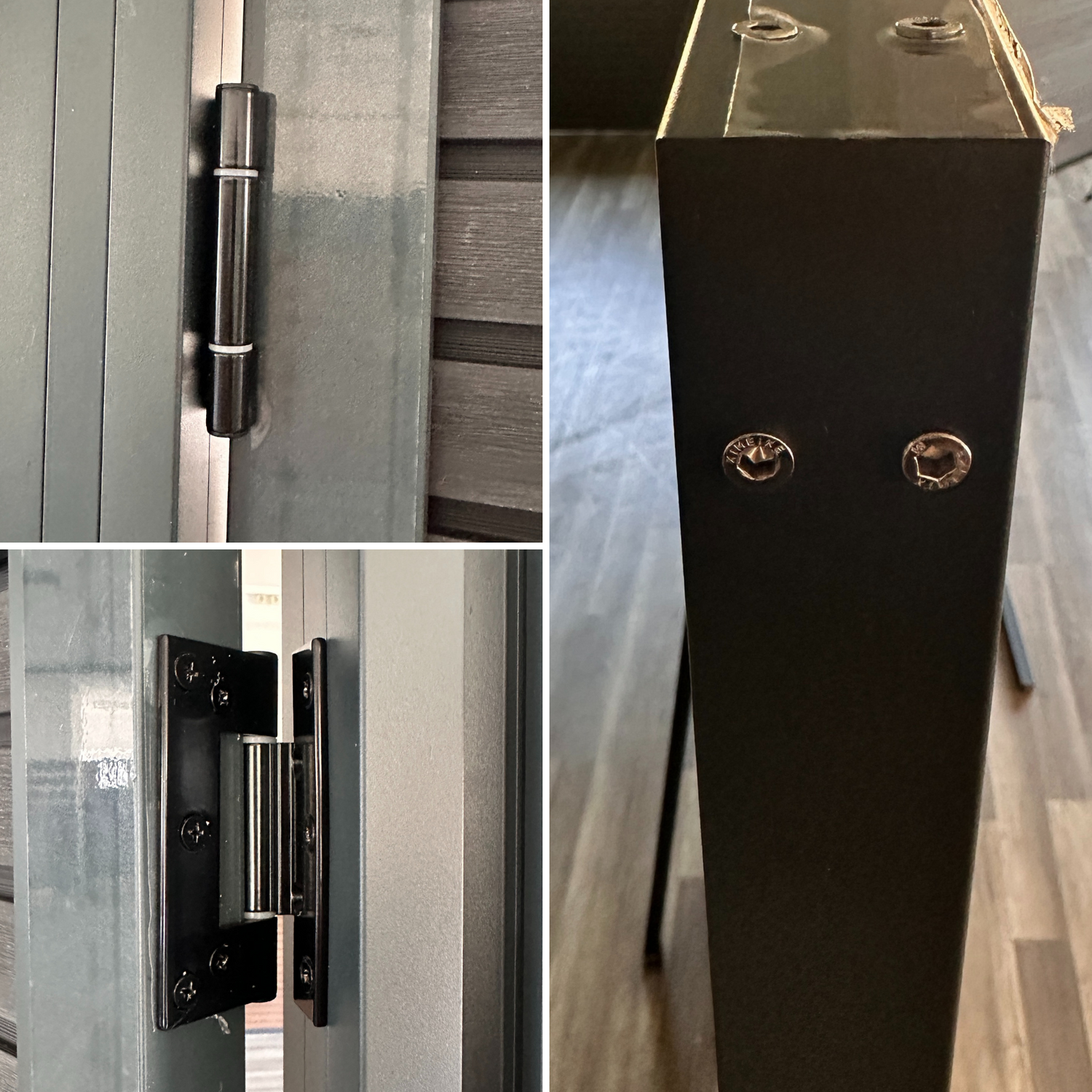 Aluminium Gartentor in Anthrazit mit hochwertigen schwarzen Scharnieren Innenliegend.
