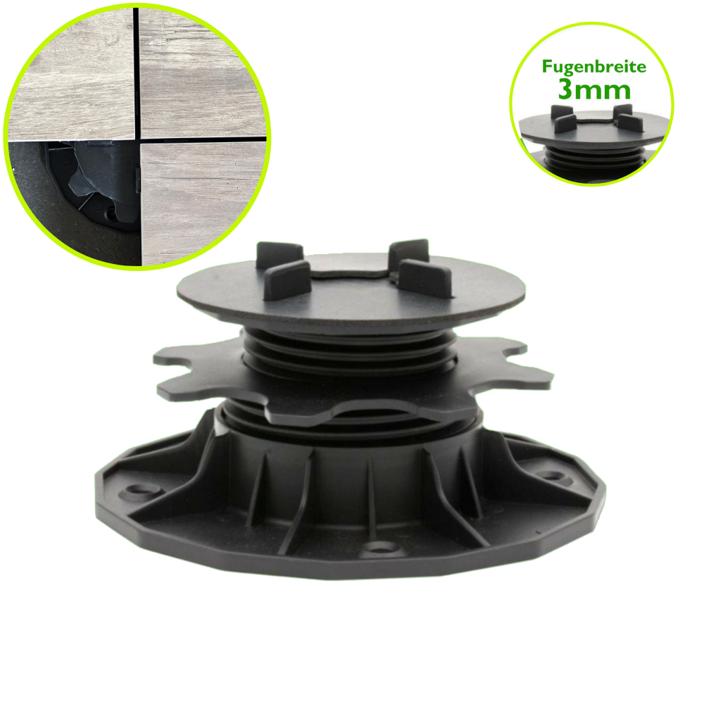 Plattenlager mit 3mm Fuge höhenverstellbar für Terrassen