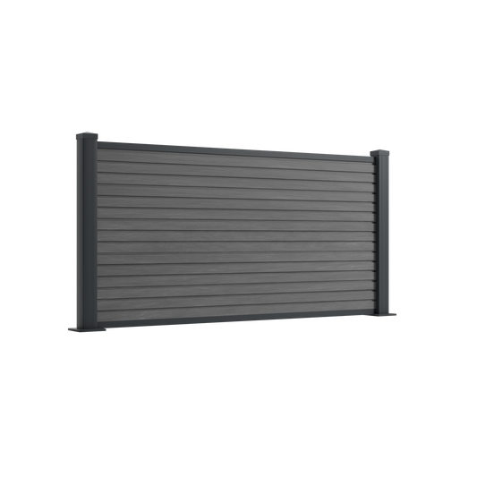 Moderner WPC Vorgartenzaun Avento Slim Anthrazit mit Alupfosten