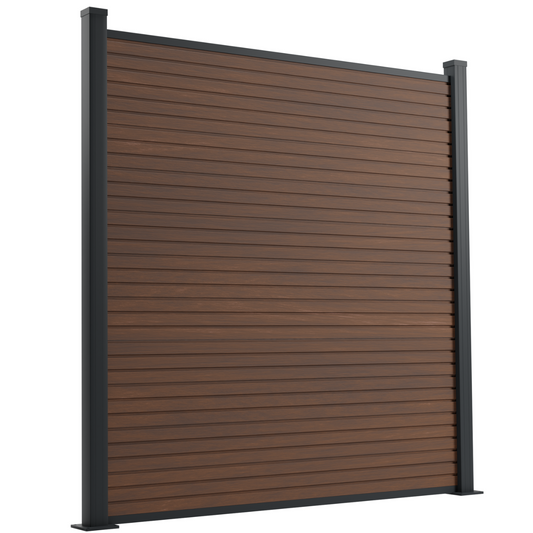 WPC Zaun Avento Slim Braun modern langlebig für Vorgarten und Terrasse