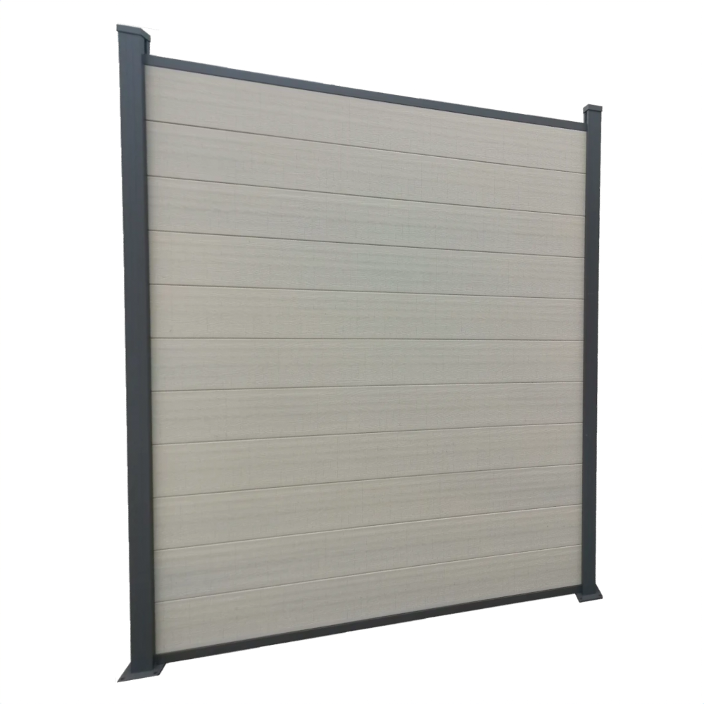 WPC Sichtschutzzaun Avento Classic Alu-Pfosten Birke Optik Terrasse Garten