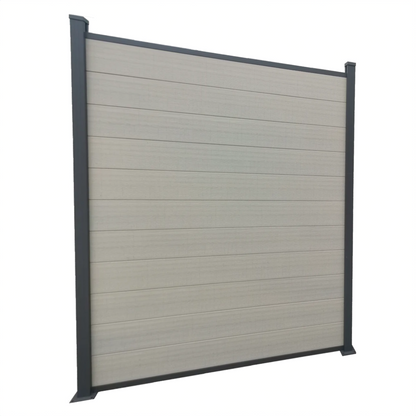 WPC Sichtschutzzaun Avento Classic Alu-Pfosten Birke Optik Terrasse Garten