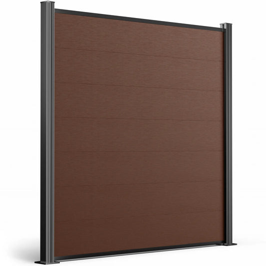 WPC Zaun Sichtschutz in Braun mit Aluminium Zaunpfosten von WPC-Fachhandel.de Hochwertig und langlebig