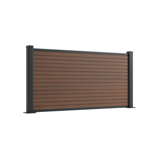 Moderner WPC Vorgartenzaun Avento Slim Braun mit Alupfosten
